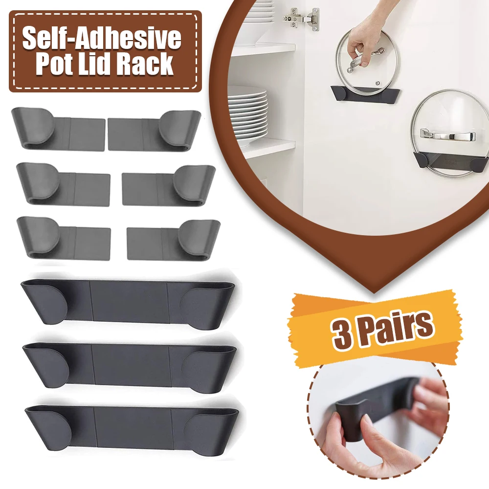 Kitchen Baking Pan Organizer - 3 paires auto-adhésif Pot couvercle organisateur