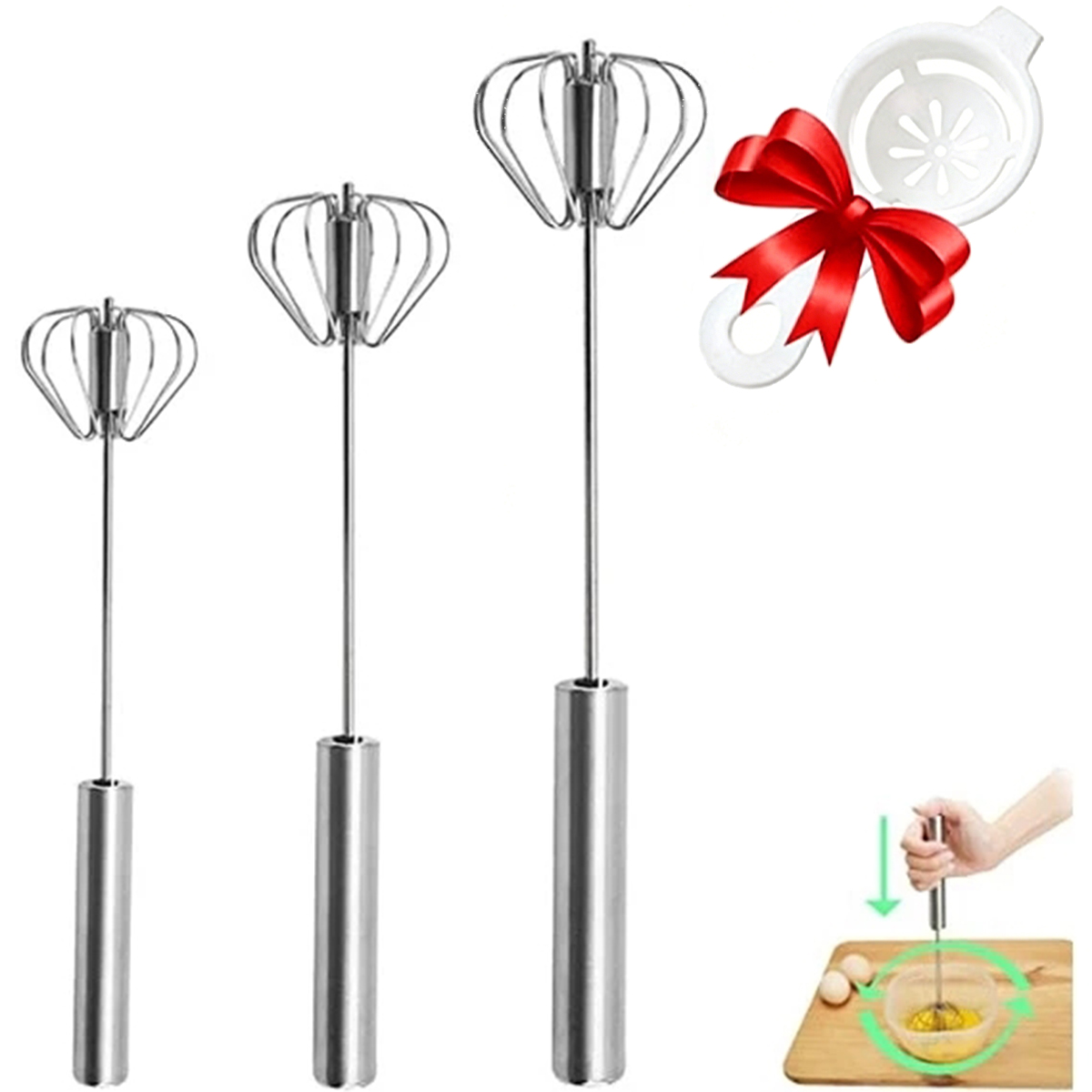 Kitchen Baking Appliances - Batteur à œufs semi-automatique en acier